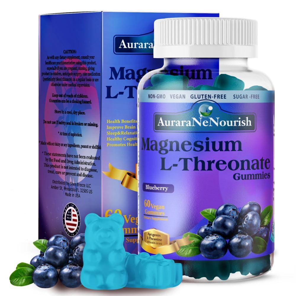 Μαγνήσιο L-Θρεονικό Gummies w. Apigenin L-Θεανίνη, Advanced 11-in-1 Συμπληρώματα Μαγνησίου w. Βιταμίνη D3 K2 B6 για Γνωστικό Νυφικό Εγκέφαλο & Χαλαρώστε, Υψηλής Παραγωγικότητας Μαγνήσιο Gummies για Ενήλικες & Παιδιά