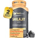 Herbtonics Shilajit for Men & Women with Ashwagandha, Korean Red Ginseng, Rhodiola Rosea, Ginkgo Biloba, Tongkat Ali | Fulvic Acid & Trace Minerals for Stamina & Immunity | 60 Vegan Capsules