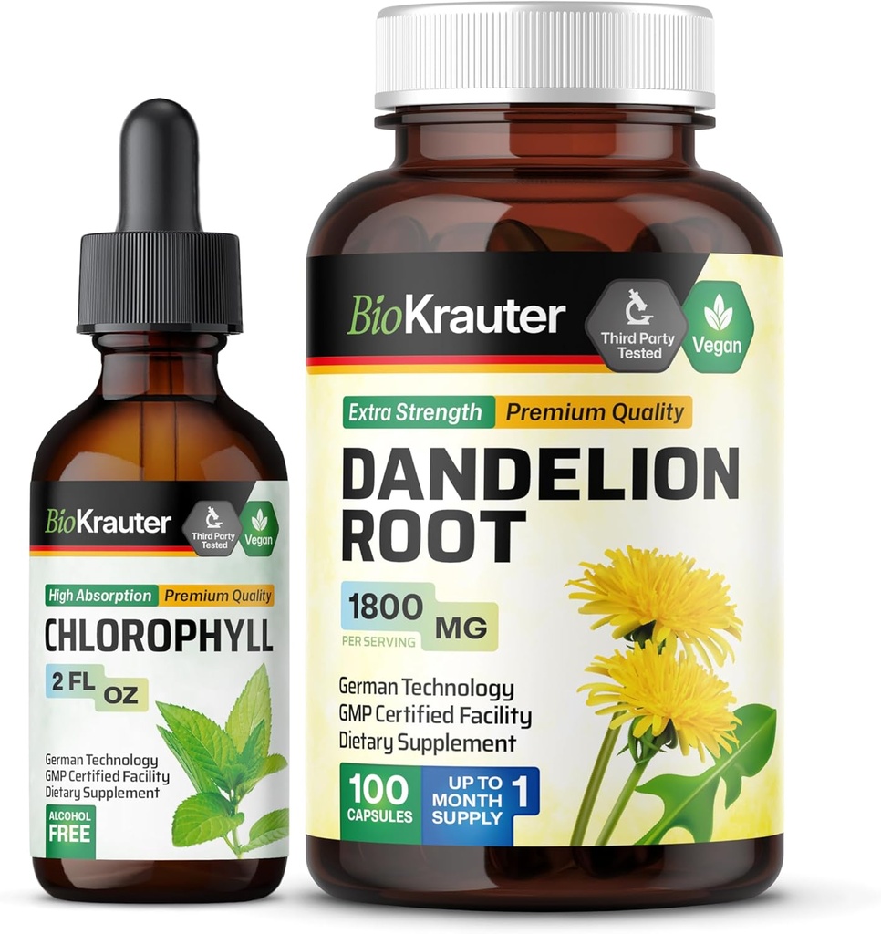 BIO KRAUTER Χλωροφύλλη Βάμμα 2 Fl. Oz. & Dandelion 100 Κάψουλες
