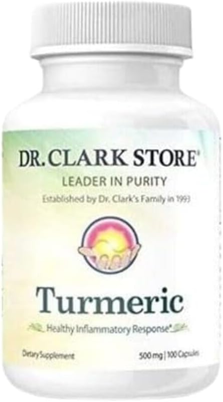 Dr Clark Store Turmeric Curcumin 500mg – 100 Κάψουλες, Ανοσολογική Υποστήριξη, Φυσικό συμπλήρωμα βοτάνων, Μη ΓΤΟ, Vegan, Αντιοξειδωτικό Ενίσχυση