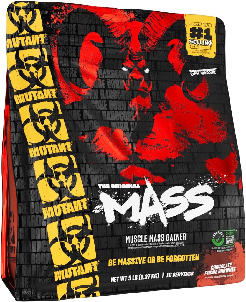 Mutant Mass Weight Gainer Protein Powder - Πρωτεΐνη υψηλής θερμίδων για τη μάζα Lean, Muscle Building, & Bulking - 5 Λίρες - Σοκολάτα Fudge Brownie