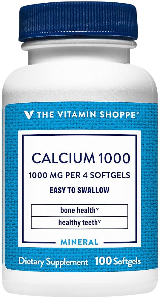 Η βιταμίνη Shoppe ασβέστιο 1.000MG, εύκολο να καταπιούν Softgels, υποστηρίζει οστά & δόντια με 400IU βιταμίνη D (100 Softgels)