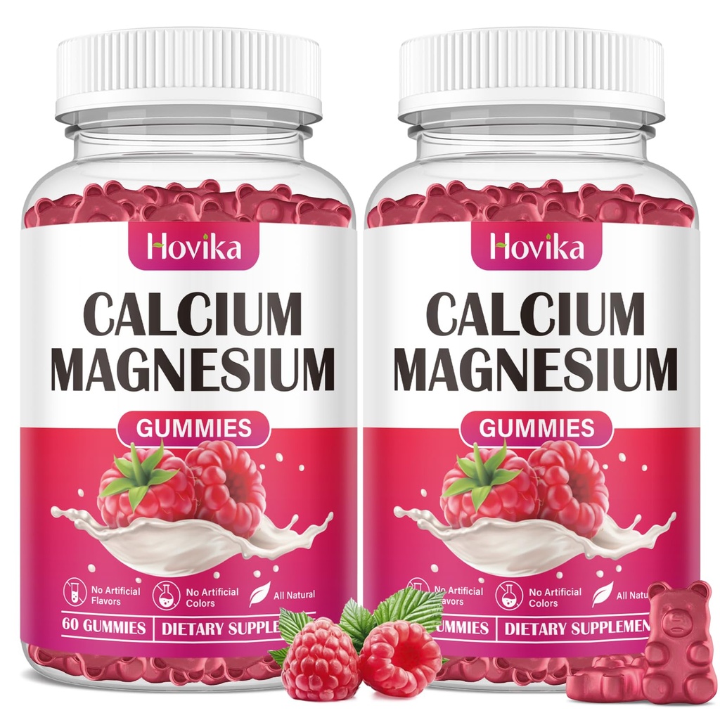 Ασβέστιο Μαγνήσιο Ψευδάργυρος Gummies-Calcium Μαγνήσιο 2:1 αναλογία με βιταμίνη D3, K2, B6, B12 για δύναμη των οστών, μυϊκή λειτουργία & νευρωνική υγεία, Φόρμουλα πρόσθετης απορρόφησης, Vegan, σμέουρων γεύση 120 Gummies