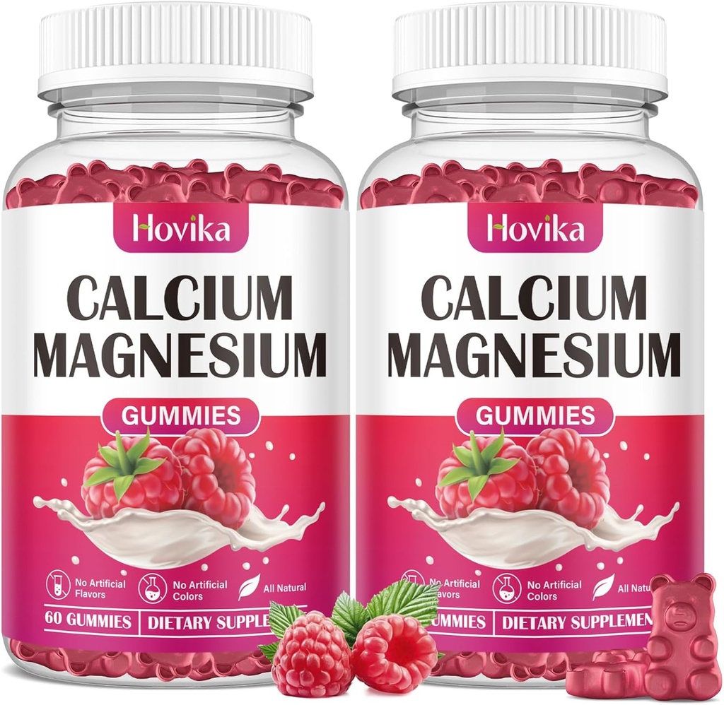 Ασβέστιο Μαγνήσιο Ψευδάργυρος Gummies-Calcium Μαγνήσιο 2:1 αναλογία με βιταμίνη D3, K2, B6, B12 για δύναμη των οστών, μυϊκή λειτουργία & νευρωνική υγεία, Φόρμουλα πρόσθετης απορρόφησης, Vegan, σμέουρων γεύση 120 Gummies