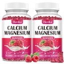 Ασβέστιο Μαγνήσιο Ψευδάργυρος Gummies-Calcium Μαγνήσιο 2:1 αναλογία με βιταμίνη D3, K2, B6, B12 για δύναμη των οστών, μυϊκή λειτουργία & νευρωνική υγεία, Φόρμουλα πρόσθετης απορρόφησης, Vegan, σμέουρων γεύση 120 Gummies