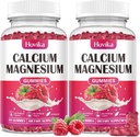 Ασβέστιο Μαγνήσιο Ψευδάργυρος Gummies-Calcium Μαγνήσιο 2:1 αναλογία με βιταμίνη D3, K2, B6, B12 για δύναμη των οστών, μυϊκή λειτουργία & νευρωνική υγεία, Φόρμουλα πρόσθετης απορρόφησης, Vegan, σμέουρων γεύση 120 Gummies