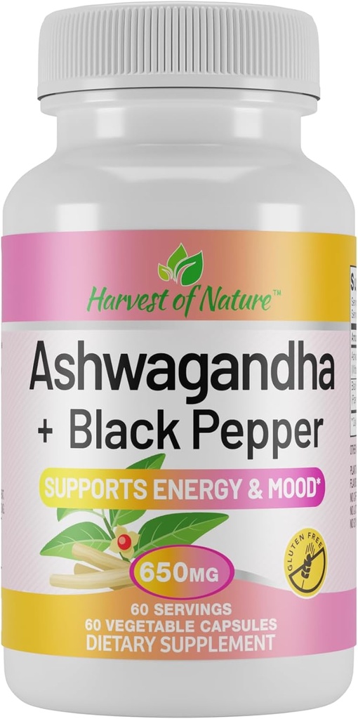 Συγκομιδή της φύσης Ευτυχισμένη ηρεμία Ashwagandha & Μαύρο πιπέρι