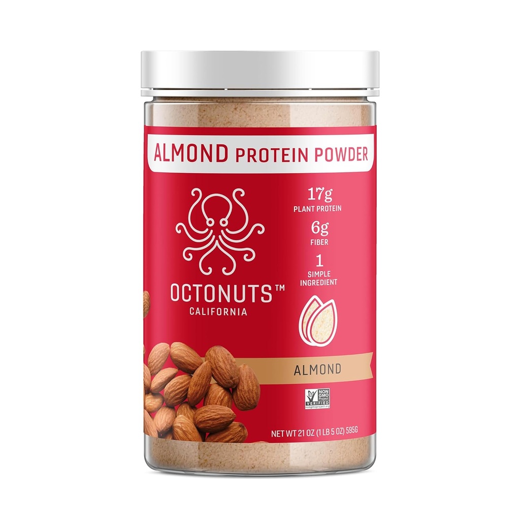 OCTONUTS σκόνη πρωτεΐνης αμυγδάλου Unflavored 21oz – Ενιαία συστατικού φυτού με βάση την πρωτεΐνη Vegan – Καθαρίστε το χαμηλό μείγμα υδατανθράκων με 17g πρωτεΐνη, 6g ίνες – Κέτο, Παλαιό, Χωρίς γλουτένη, Μη-Dairy