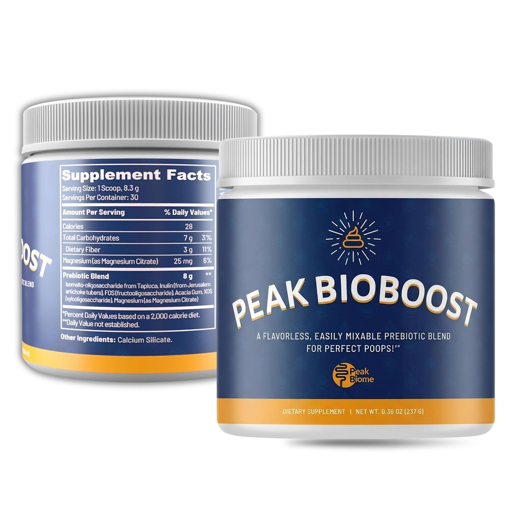 Peak BioBoost - Prebiotic Fiber Supplement - Flavorless Digestive Nutritional Supplements - Easy to Dissolve Prebiotic Powder - No Gluten, Soy or Dairy - 1 Month Supply - 30 Servings