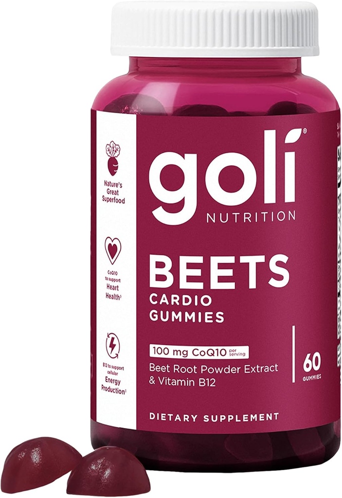 Goli συμπλήρωμα διατροφής, beets Cardio Gummy - 60 Count - 100mg CoQ10 & Beet εκχύλισμα ρίζας - Χωρίς γλουτένη, Vegan, μη-GMO, και Gelatin-free.