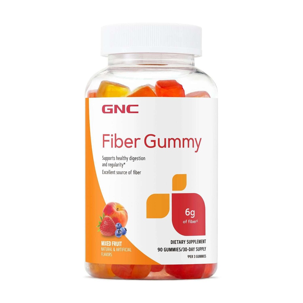 GNC Fiber 6g Gummy, υποστηρίζει υγιή πέψη & κανονικότητα, μικτή φρούτα, 90 κόμης