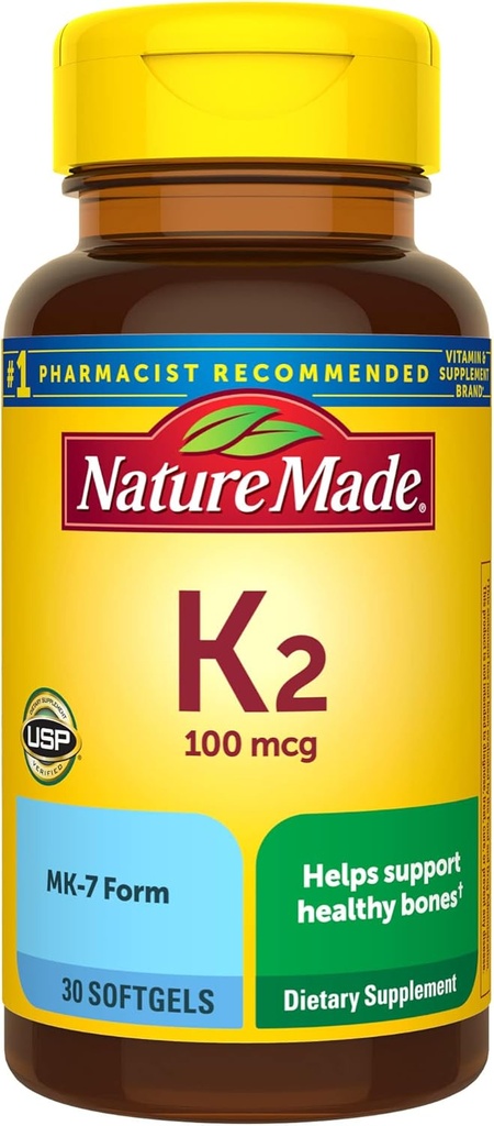 Nature Made Vitamin K2 100 mcg, Healthy Bone Συμπληρώματα, 30 Softgels, 30 Ημέρα προσφοράς