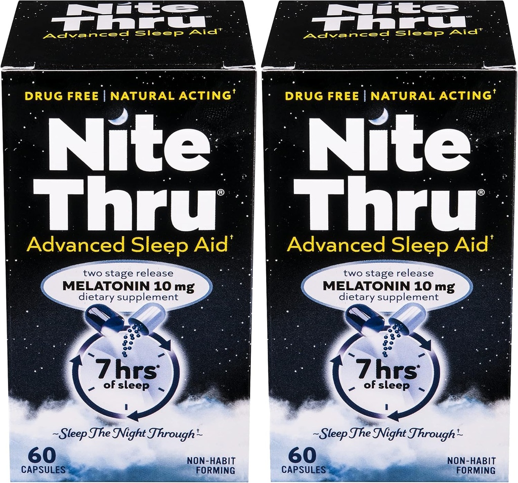 Advanced Sleep Aid Melatonin Dietary Supplement, 10mg Capsules, 60 Count (Pack of 2)