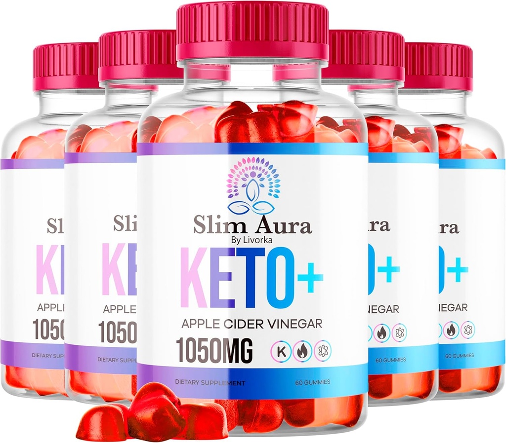 (5 Pack) Slim Aura Keto ACV Gummies - Επίσημη Slim Aura Keto Plus Apple Cider Vinegar 1050MG Advanced Formula Gumys, All Natural Premium Formula, Slimaura Gomitas Κριτικές, 300 Gummies για 5 μήνες