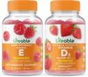 Ζωηρή βιταμίνη Ε + Βιταμίνη D 10000 IU, Gummies Bundle - Μεγάλη γεύση, συμπλήρωμα βιταμίνης, χωρίς γλουτένη, χωρίς ΓΤΟ, Μασώμενα Gummy