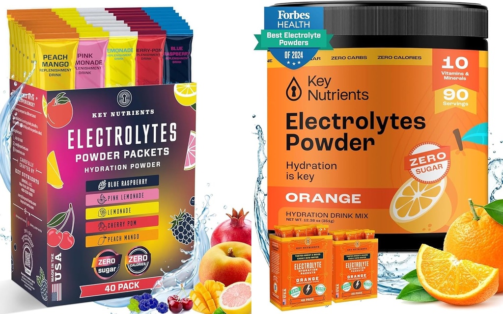 ΚΥΡΙΑ ΦΥΤΑ Ultimate Hydration & Recovery Bundle: 40 Pack Multivitamin Hydration Packets & 90 Services Tangy Orange Electrolyte Powder - Χωρίς ζάχαρη, χωρίς γλουτένη, Keto-Friendly