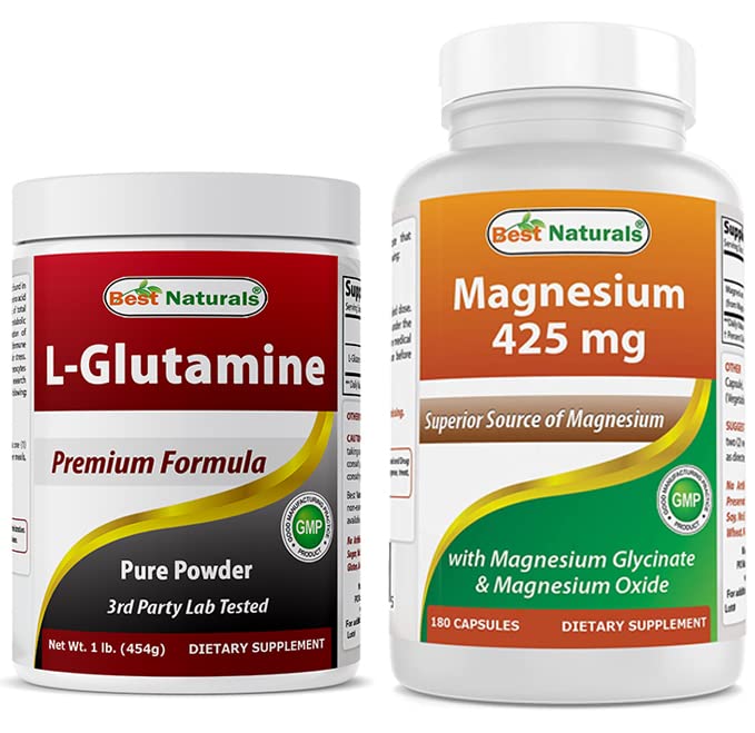 L- Γλουταμίνη Αμιγής Κόνις 1 LB & Γλυκινικό μαγνήσιο 425 mg