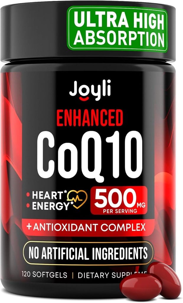 Υψηλή απορρόφηση CoQ10 500MG - Co Q 10 συμπλήρωμα 120 Softgels για την παραγωγή υγείας & ενέργειας καρδιάς - Ενισχυμένα συμπληρώματα διατροφής CoQ10 με συνένζυμο Q10 - Εναλλακτική για coq10 400mg softgels