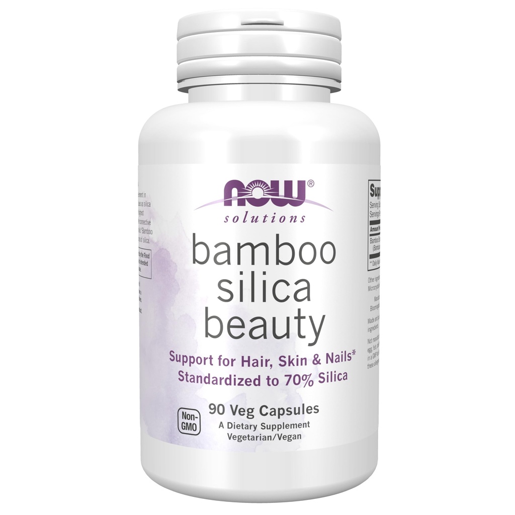 NOW Foods Solutions, Bamboo Silica Beauty, Υποστήριξη για τα μαλλιά, δέρμα & νύχια, Standardized σε 70% Silica, 90 κάψουλες Veg