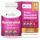 Purely Holistic Resveratrol 1450mg, 90 Servings, Trans-Resveratrol Antioxidant Supplement with Vitamin C and Polyphenol Complex, 180 Vegan Capsules