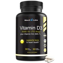 Vitamin D3 K2 3000 IU - with Vitamin K as MK-7 from Natto - High Potency Vitamin D Supplement Support Healthy Bones, Teeth, Heart & Immune Function, Gluten-Free - 90 Capsules