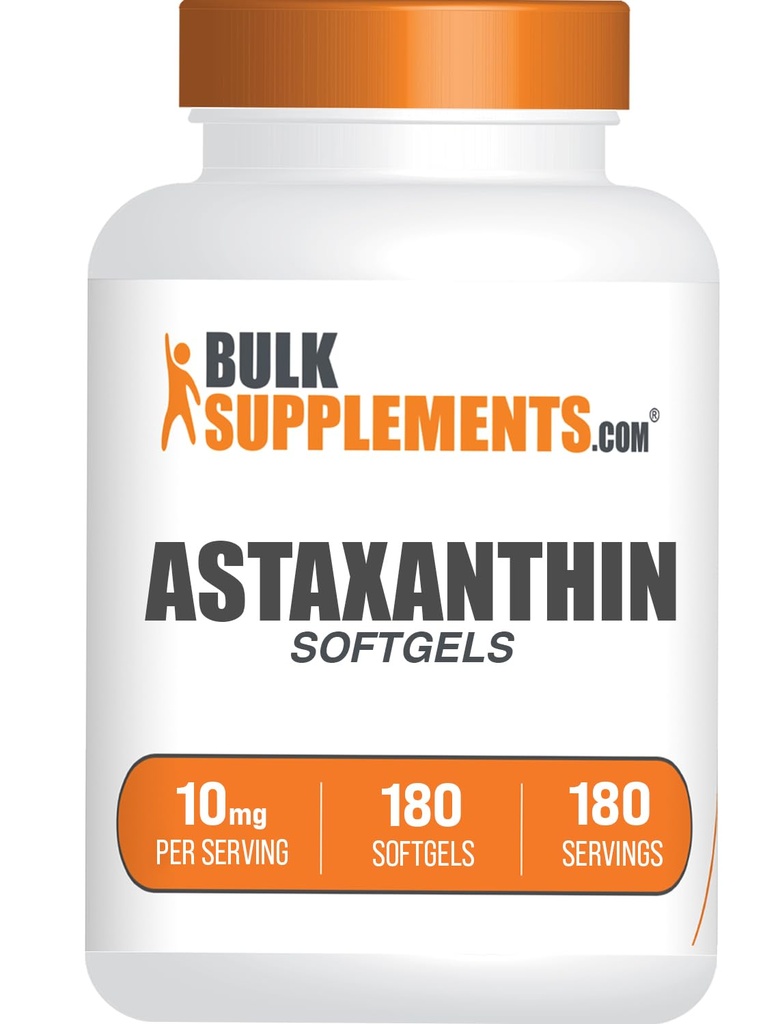 BulkSupplements.com Ασταξανθίνη Softgels - Συμπληρώματα ασταξανθίνης, Αντιοξειδωτική Πηγή - Χωρίς γλουτένη, 1 Softgel ανά υπηρεσία (10mg), 180 Count (Pack of 1)