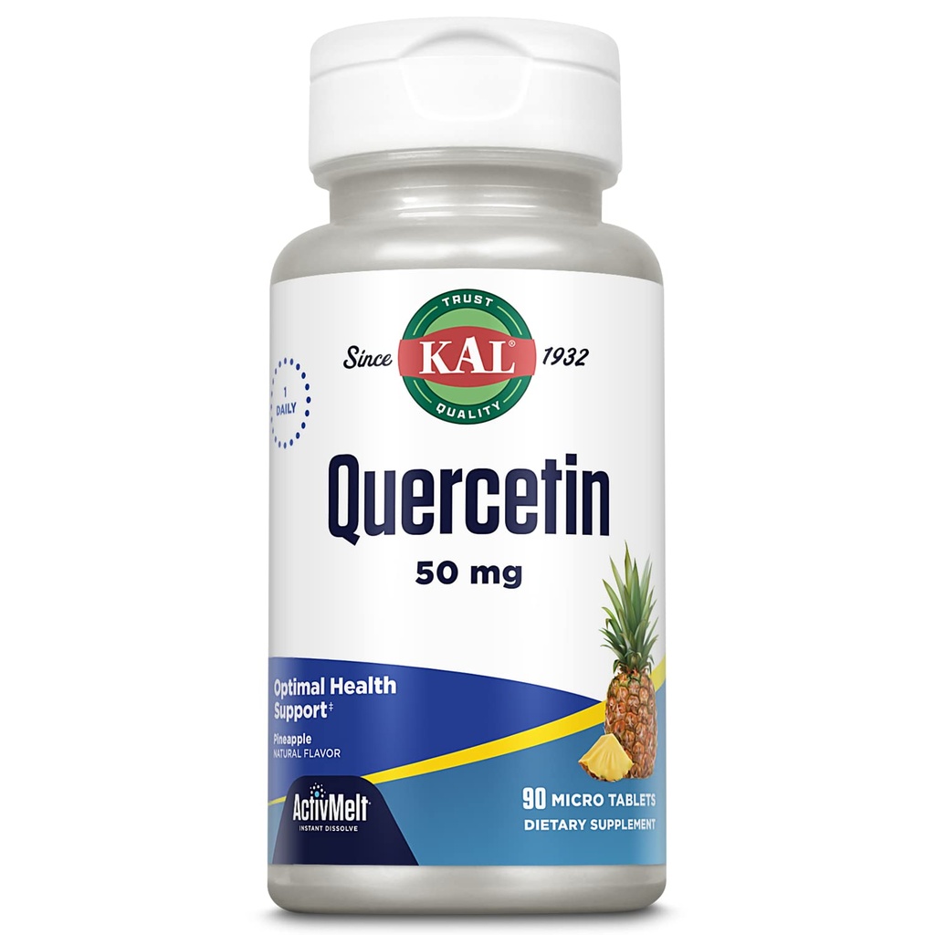 KAL Quercetin ActivMelt, Optimal Health and Wellness Support Supplement, Bioflavonoids, Natural Pineapple Flavor, 90 μερίδες, 90 στιγμιαία διαλυμένα μικροδισκία