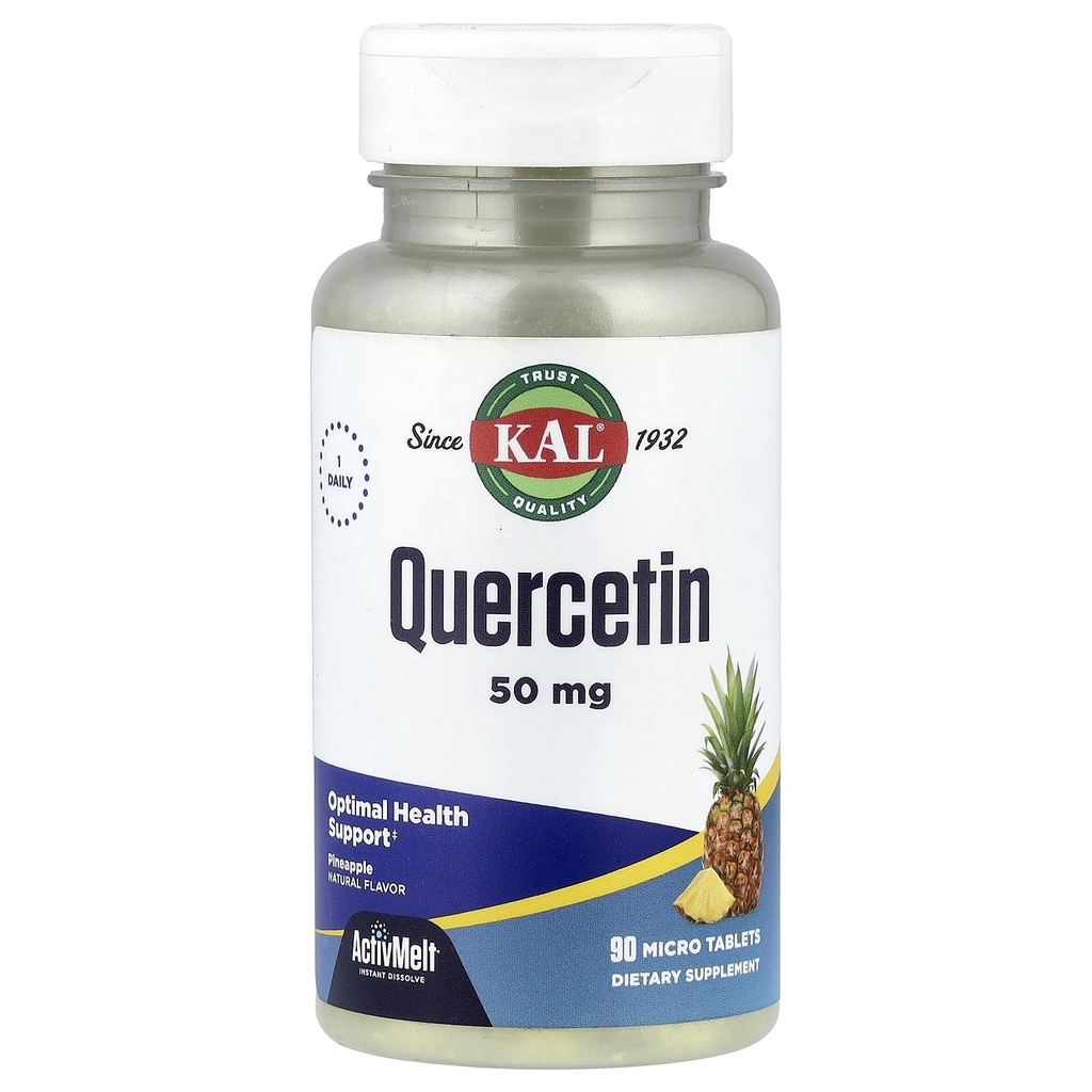 KAL Quercetin ActivMelt, Optimal Health and Wellness Support Supplement, Bioflavonoids, Natural Pineapple Flavor, 90 μερίδες, 90 στιγμιαία διαλυμένα μικροδισκία