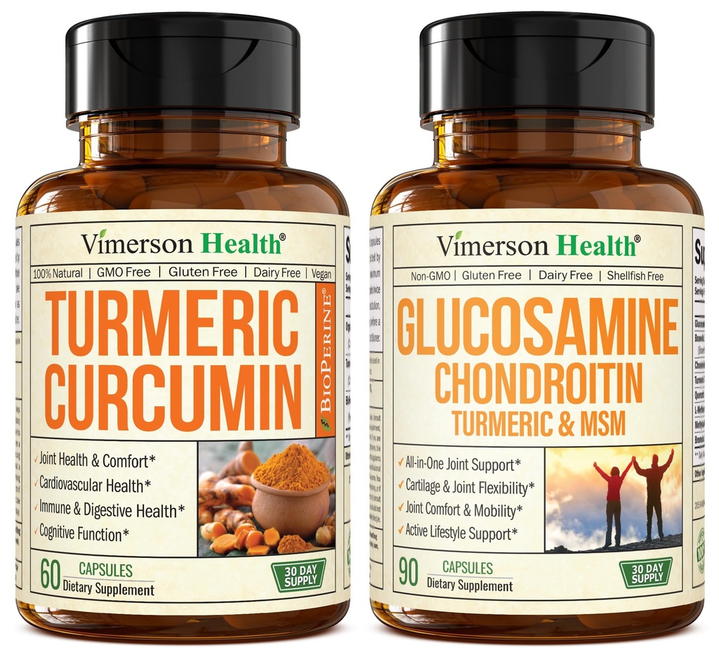 Turmeric Curcumin with Black Pepper Extract & Glucosamine Chondroitin MSM Joint Support Supplement
