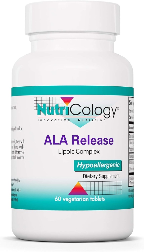 Nutricology ALA Release - Συγκρότημα Α-Λιπικού Οξέως, R- Alpha-Lipoic, Βιοτίνη, Ασβέστιο, Συμπλήρωμα Διατροφής, Διατροφικά Δισκία - 60 Count