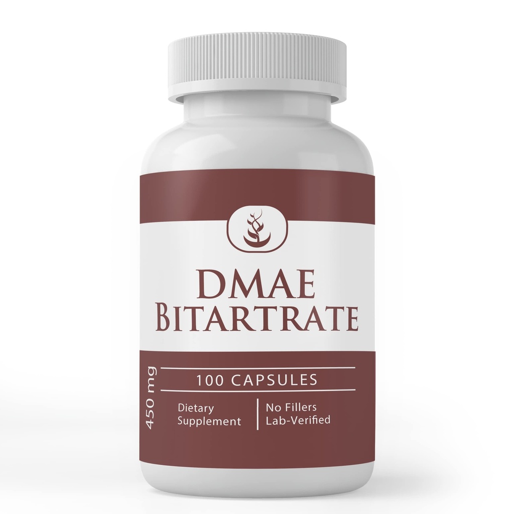 Αμιγώς πρωτότυπα συστατικά DMAE Bitartrate, (100 κάψουλες) Πάντα καθαρό, χωρίς πρόσθετα ή πληρωτικά, Εργαστήριο Επαληθευμένο