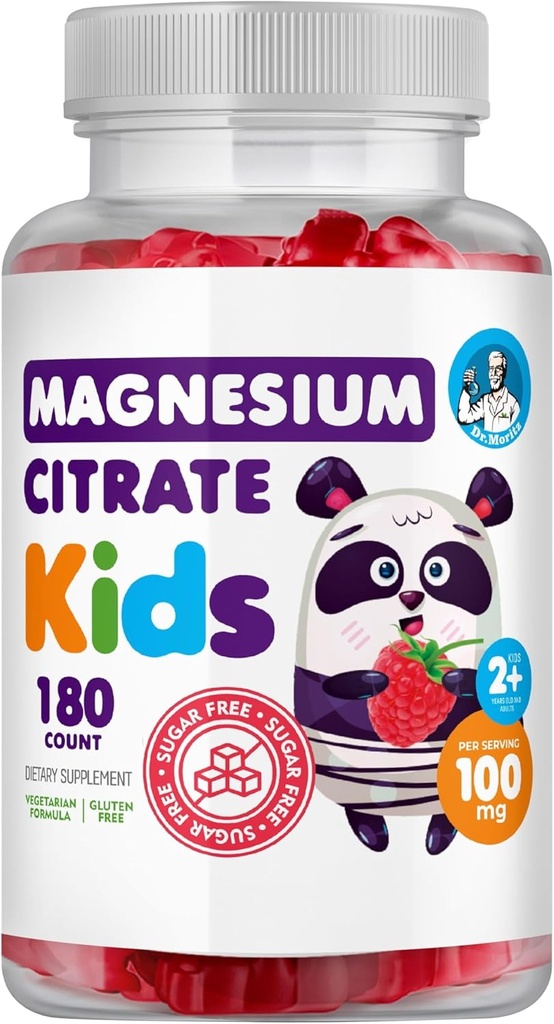 DR. MORITZ Sugar-Free Calm Magnesium Gummies for Kids and Adults - Μη ΓΤΟ Μαγνήσιο Κιτρικό Gummies - Βατόμουρο Γεύση - 1-Pack (180 Count)