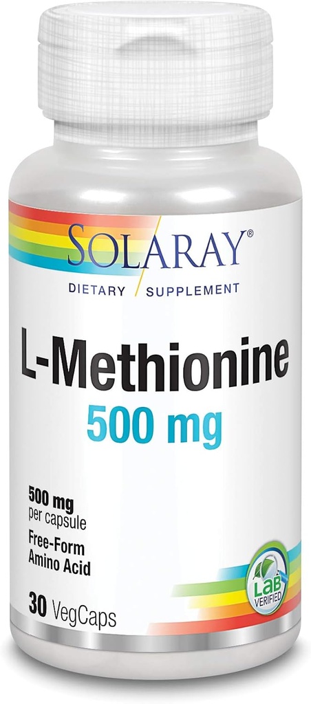 SOLARAY L-Μεθειονίνη - Δωρεάν μορφή Αμινοξέος - 500 MG (30 κάψουλες)