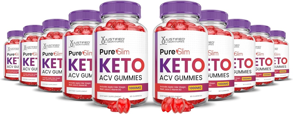 (10 Pack) Pure Slim Keto ACV Gummies Advanced Formula 1000MG PureSlim Keto Gummies Apple Cider Vinegar Formulated with Ρόδι με σκόνη χυμού τεύτλων B12 Vegan Non GMO 600 Gummys