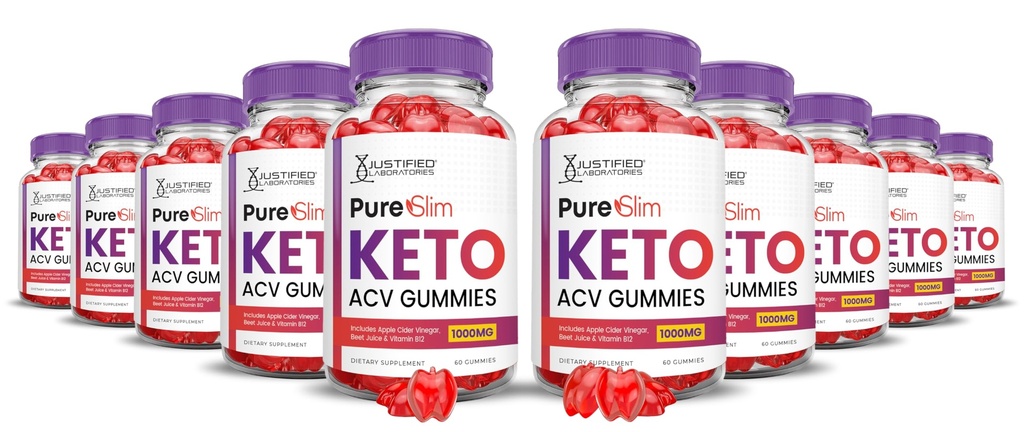 (10 Pack) Pure Slim Keto ACV Gummies Advanced Formula 1000MG PureSlim Keto Gummies Apple Cider Vinegar Formulated with Ρόδι με σκόνη χυμού τεύτλων B12 Vegan Non GMO 600 Gummys