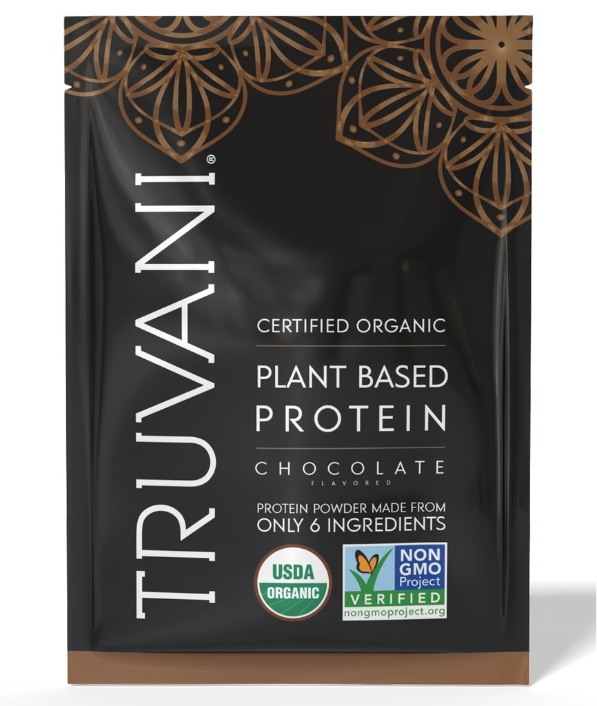 Truvani Vegan Pea Protein Powder | Chocolate | 20g Organic Plant Based Protein | 1 Serving | Keto | Gluten & Dairy Free | Low Carb | No Added Sugar