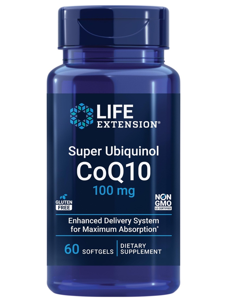 Επέκταση ζωής Super Ubiquinol CoQ10, συμπλήρωμα υγείας καρδιάς, Cell Energy, οξειδωτική άμυνα στρες, μέγιστη απορρόφηση, 100 mg, μη-GMO, χωρίς γλουτένη, 60 softgels