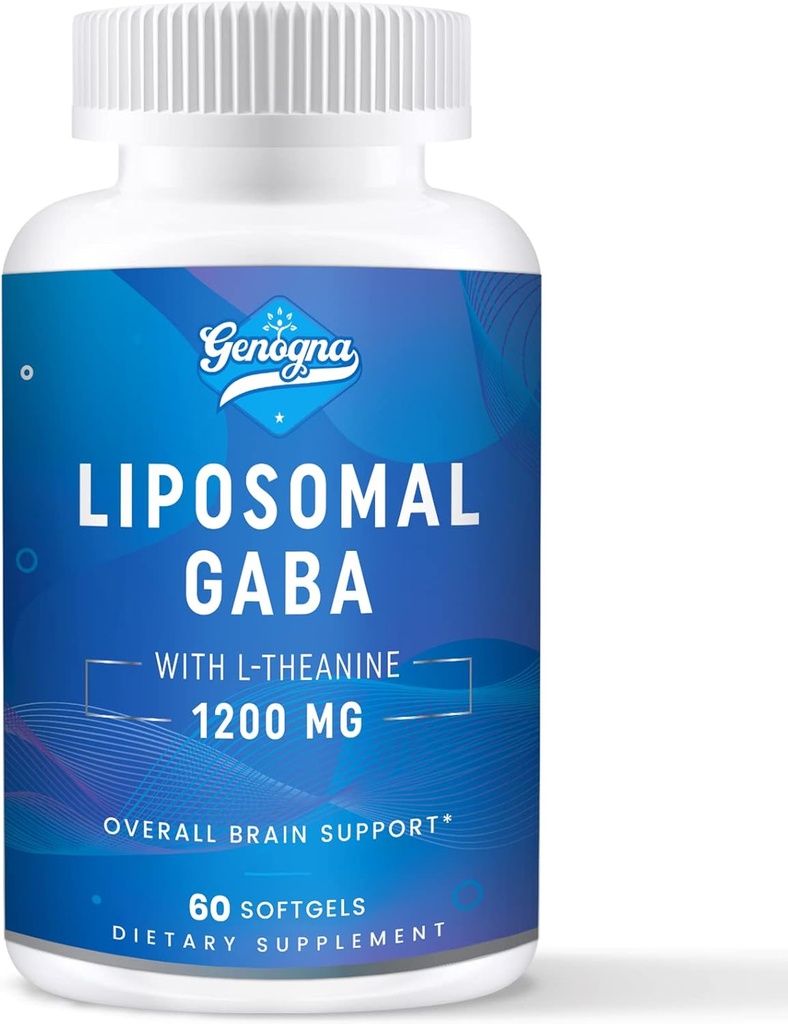 GABA with L-Theanine Supplement 1200mg - High Bioavailable Liposomal GABA Supplements, 60 Capsules for Adults