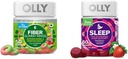 OLLY Fiber Gummy Δαχτυλίδια 50ct & Sleep Gummy 60ct με μελατονίνη, L-Θεανίνη, Χαμομήλι, Λεμόνι Balm