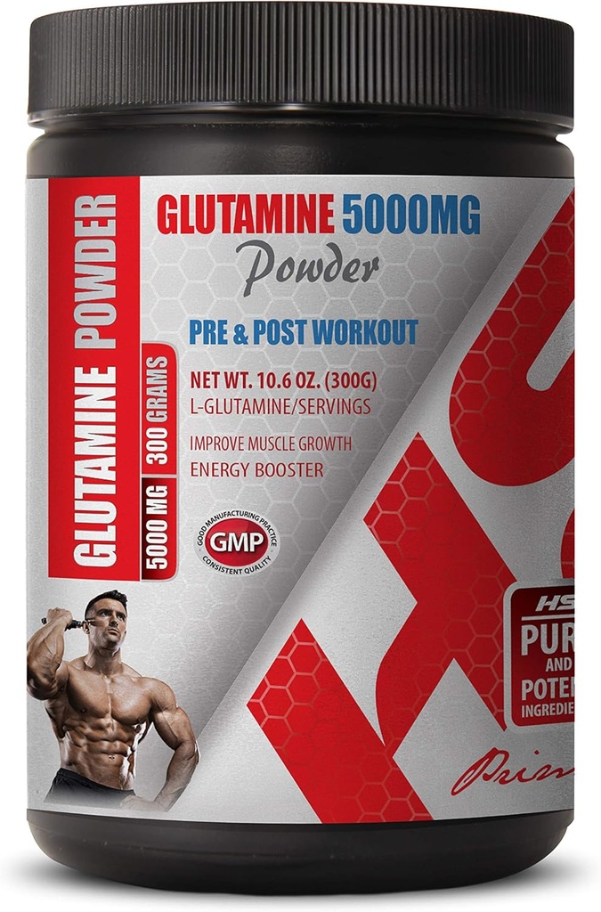 Post Workout Powder - PRE & Post Workout - GLUTAMINE Powder 5000MG - γλουταμίνη Amino Acid - 1 Can 300 Grams