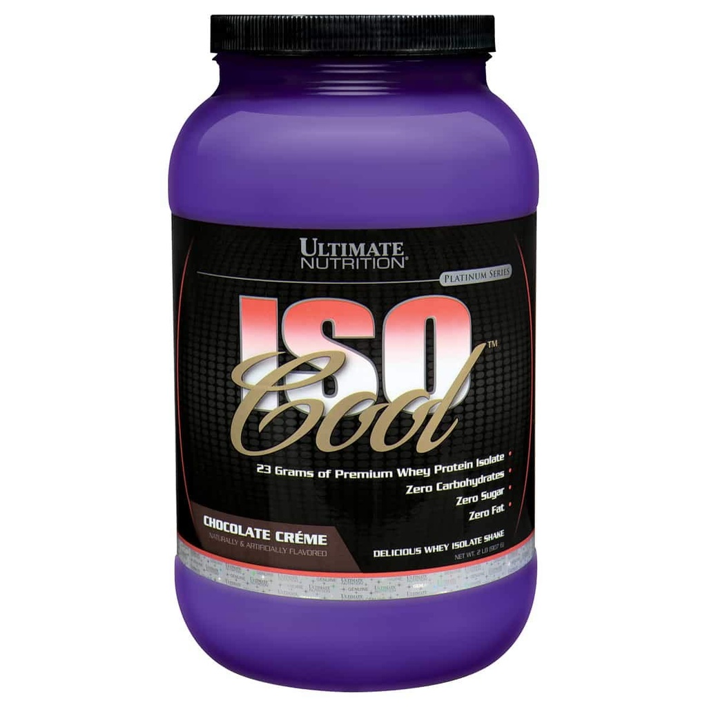 Ultimate Nutrition ISO Cool Whey Isolate Protein Powder - Κετοφιλική - Ζάχαρη, υδατάνθρακες και λίπος-ελεύθερο - 23 γραμμάρια πρωτεΐνης ανά υπηρεσία, σοκολάτα, 2 λίρες