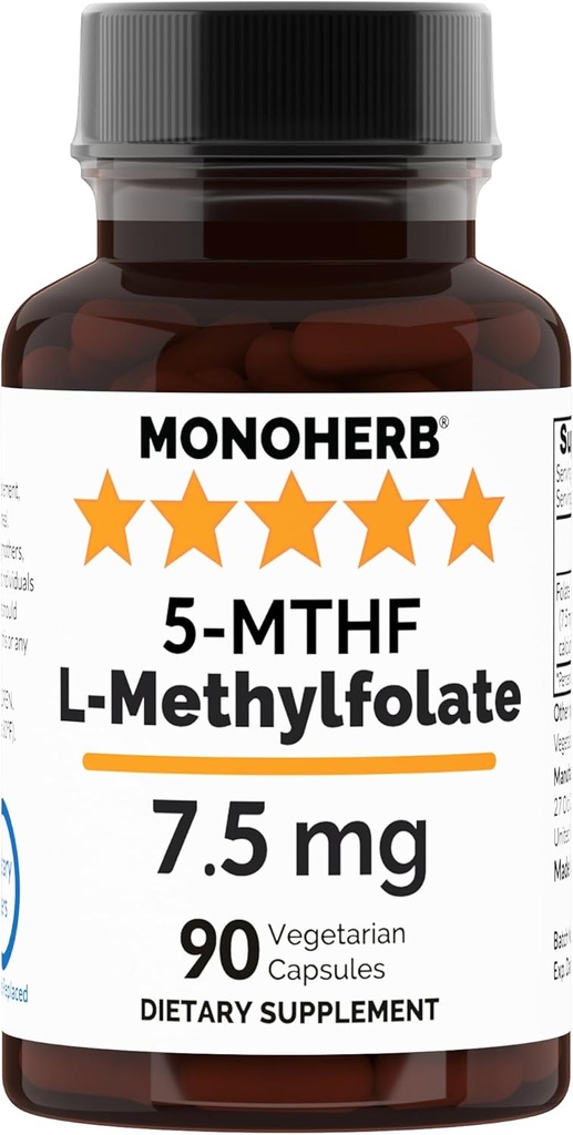 MONOHERB L- Methylfolate 7, 5 mg - 90 Κάψουλες χορτοφάγων - Συμπλήρωμα φολικό μεθύλιο