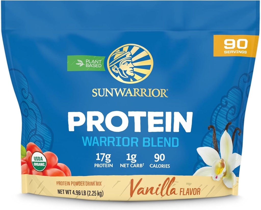 Organic Plant Based Protein Powder | Vegan Organic Protein Powder Vanilla Flavored with BCAA Amino Acids & Hemp Seed Pea Blend | Non-GMO Soy Dairy Filler & Gluten Free (Vanilla, 90 Servings)