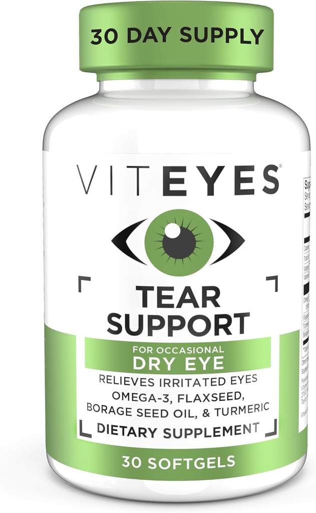 Viteyes Δάκρυο υποστήριξη μάτι καταπραϋντικό μείγμα, περιστασιακή ξηροφθαλμία συμπλήρωμα, Δεν σταγόνες ματιών, ανακούφιση ερυθρότητα, βιταμίνη ματιών, Αλλεργία υποστήριξη για την φαγούρα μάτια, Ωμέγα-3 ιχθυέλαιο, 30 Softgels