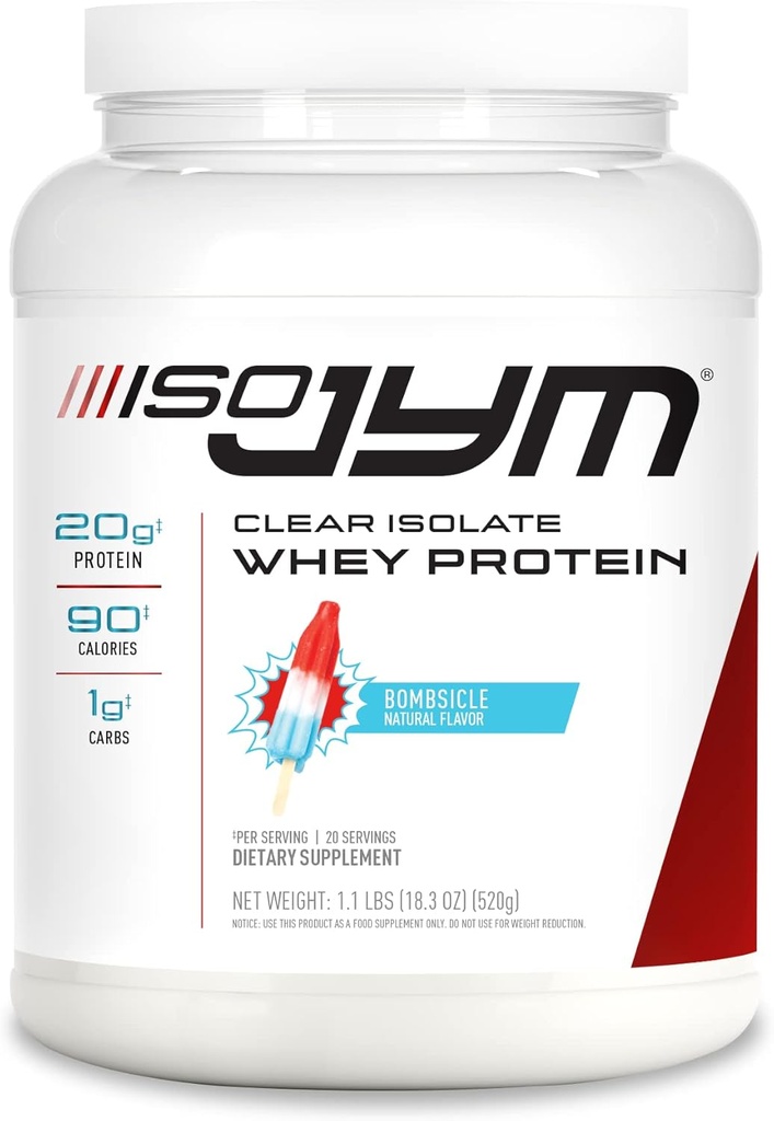 JYM Supplement Science Iso JYM Bombsicle, 90 θερμίδες, 100% Whey Protein Isolate, Zero Fat, Zero Sugars, Mixes Clear, για γυναίκες & άνδρες, 20 υπηρεσίες