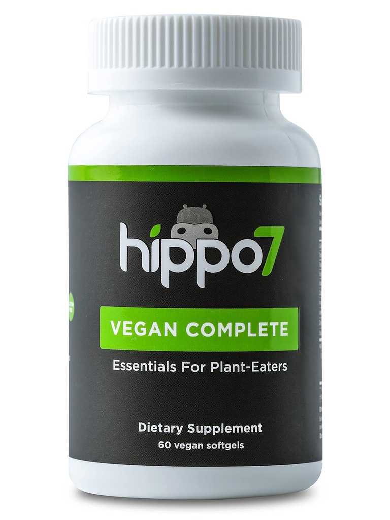 Hippo7 Vegan Complete Multivitamin Vitamin B12, Vitamin D, Omega-3 DHA+EPA, Calcium, Iodine, Zinc & Iron. (1 φιάλη, 60 Softgels)