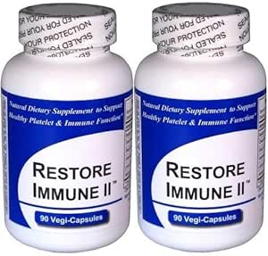 Restore Immune II (2-Pack contains a total of 180 capsules) CONTAINS NO "Beef Bovine Gelatin Capsules" or Common Fillers like Silicon Dioxide or Magnesium Stearate*- We use Kosher & Vegetarian Caps