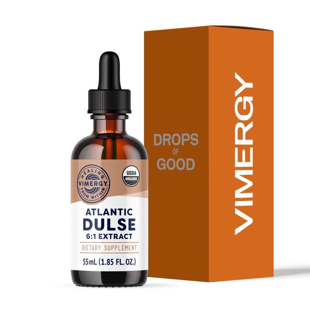 Vimergy Atlantic Dulse Liquid – Αντιοξειδωτική υποστήριξη* – Προωθεί την ελεύθερη ριζική προστασία* – Βιολογικό, Vegan, Gluten-free – 55 εξυπηρετήσεις (55 mL)