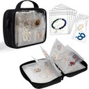 Travel Jewelry Organizer Case Transparent Jewelry Storage Book Binder Bag for Earrings, Rings, Necklace, Bracelet,Black
