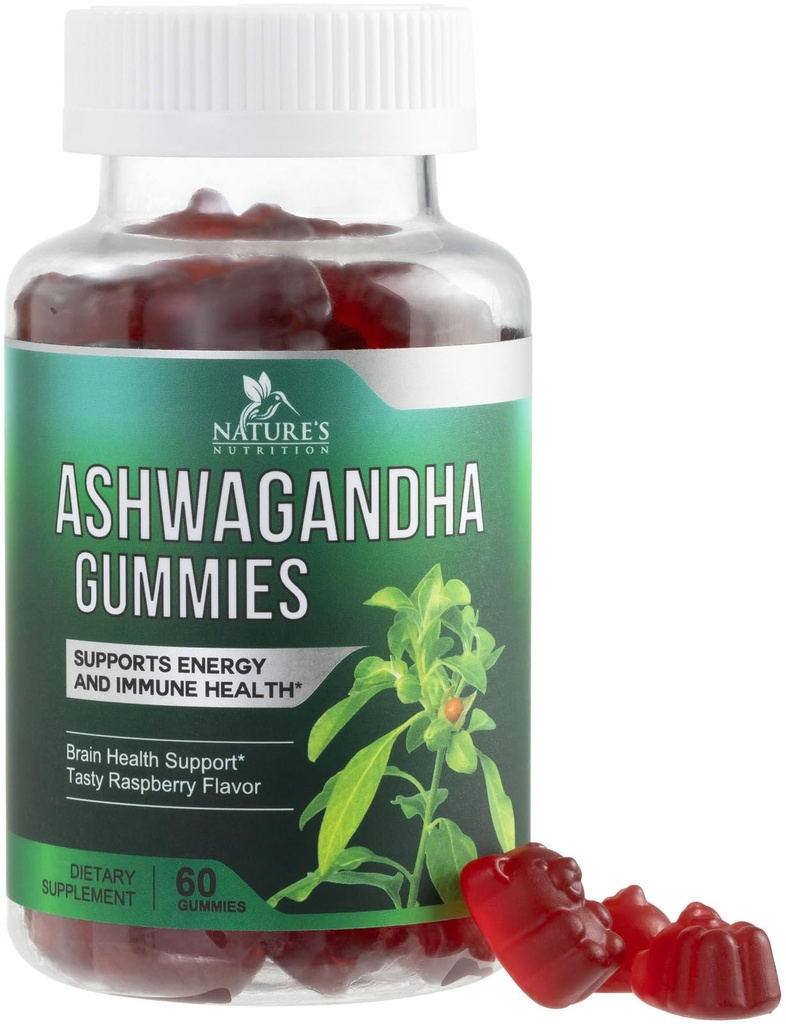 Ashwagandha Gummies - Advanced Ashwagandha Gummy Formula for Daily Use - Natural Antioxidant Support & Brain Health Support - Natural Calm, Relaxation, & Immune Support - Berry Flavor - 60 Gummies